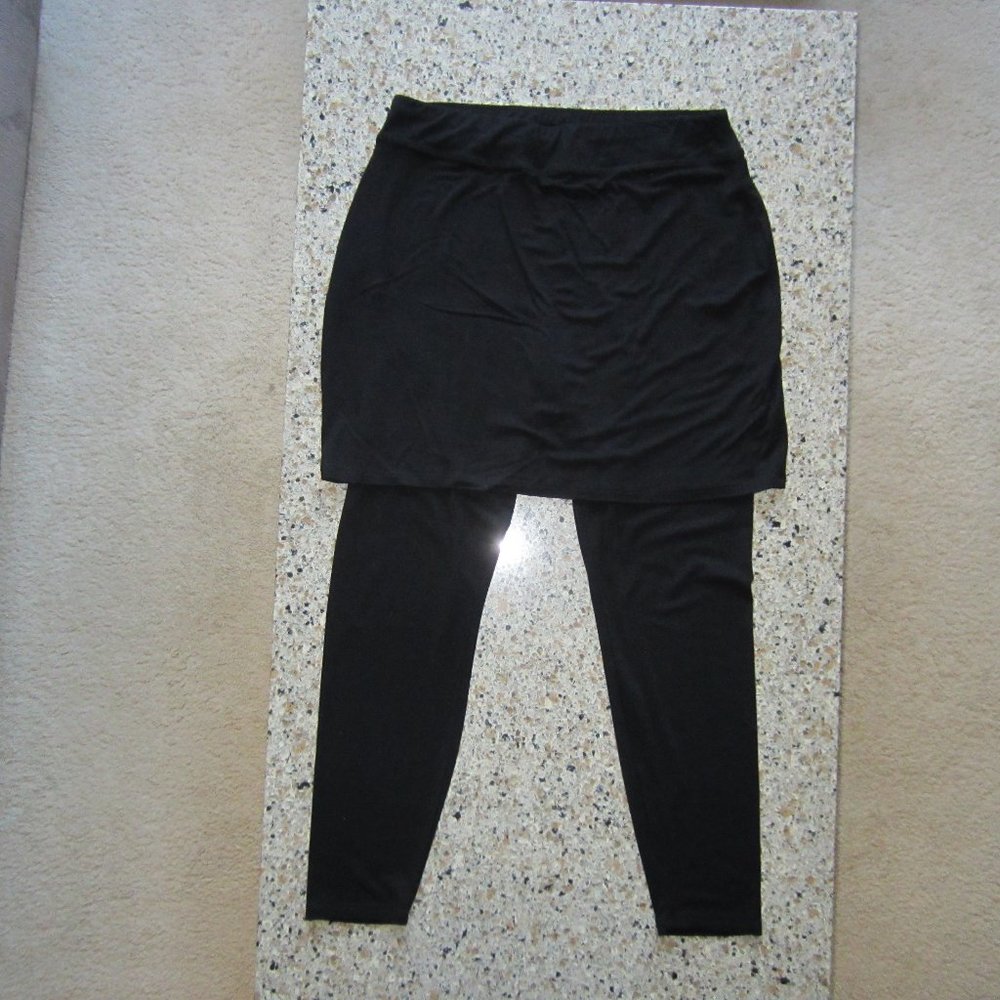 Eileen Fisher Skirted Leggings, Size M, black jersey